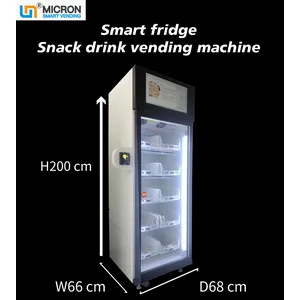 Grab n go smart fridge vending machine for selling snack, drink, farm product. Accept customize.